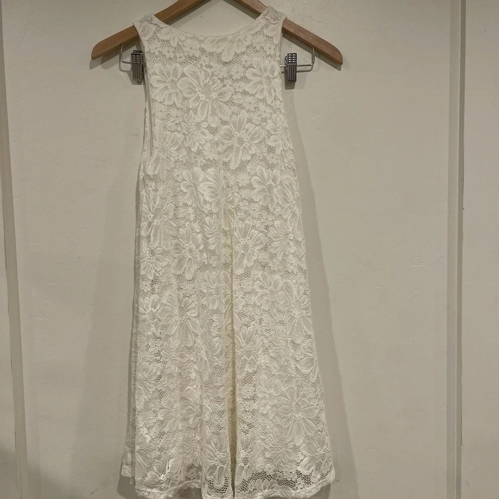 Ginger G Ivory‎ Floral Lace Mini Dress Coquette Boho Fairycore S Cottage Core